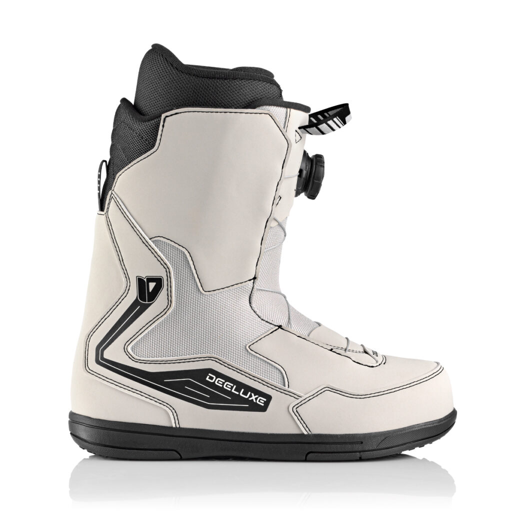 Deeluxe ID Lite snowboard boot side view in grey with BOA® Fit System