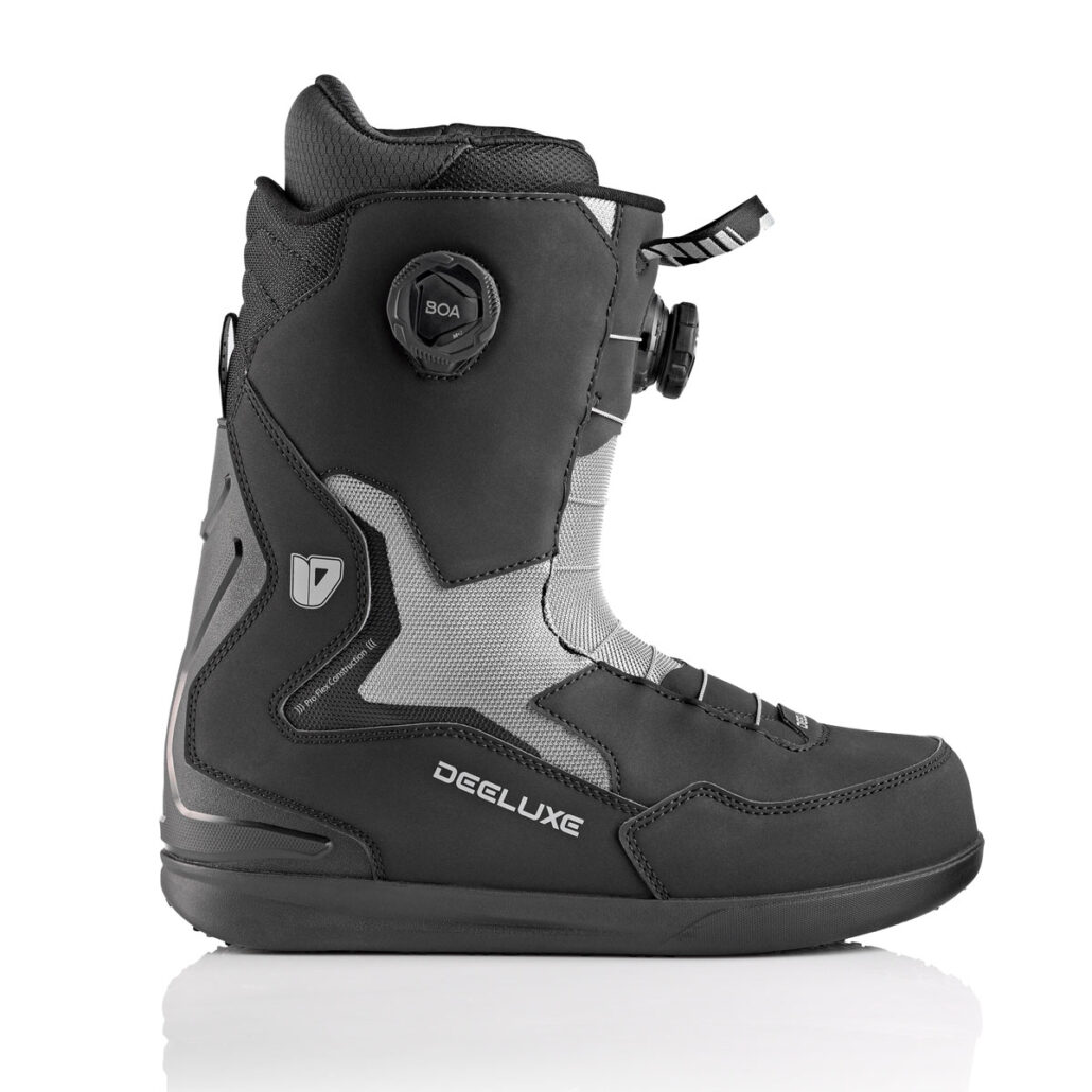 Deeluxe ID Essential Black snowboard boot side view with BOA® Fit System