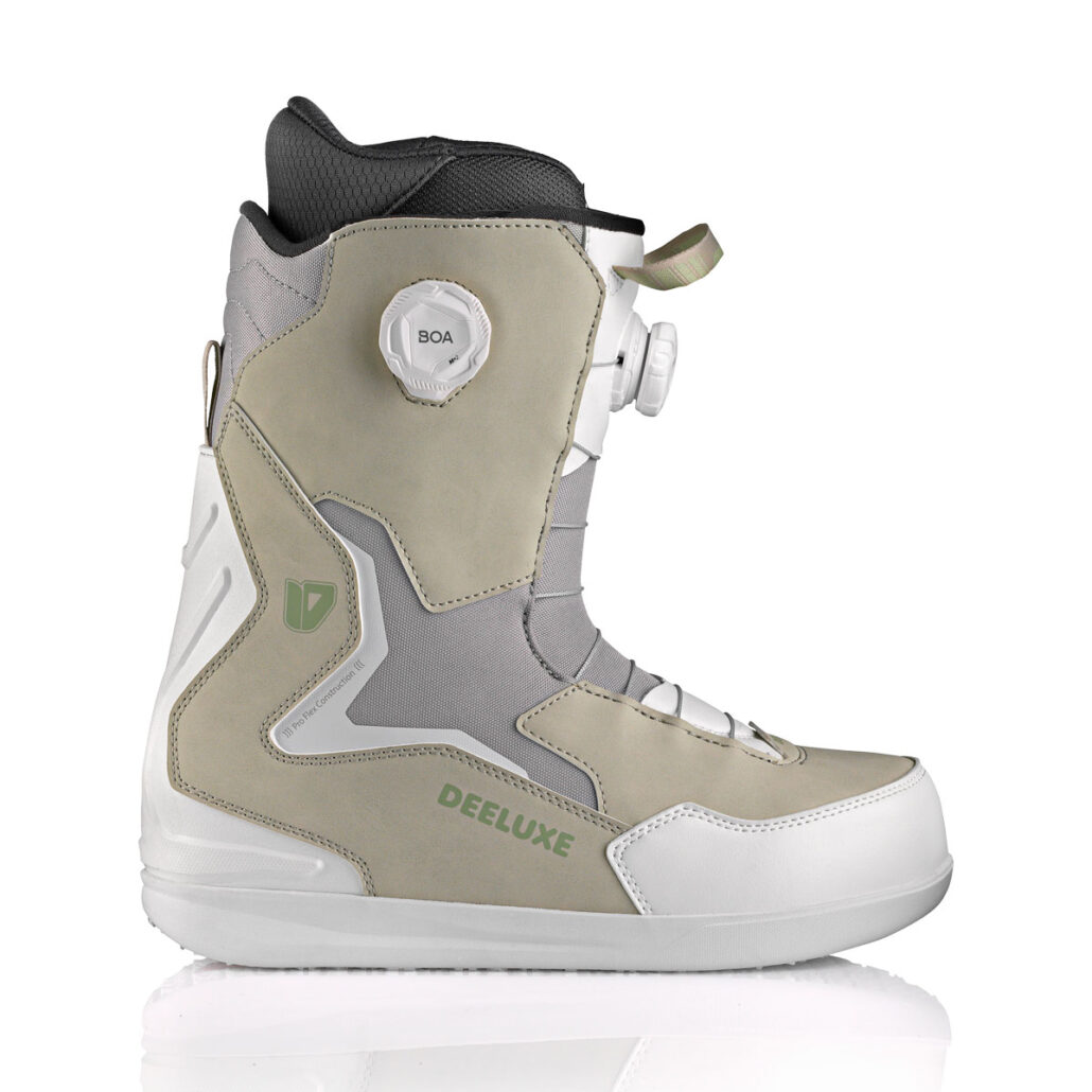 Deeluxe ID snowboard boot side view in Barely Green with BOA®